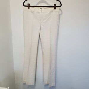 Theory White/Off White Flat Front Cotton & Lycra Pants  sz 12